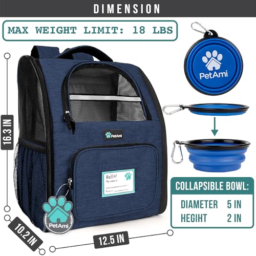 Dog Backpack Carrier Airline Approved Cat Pet Puppy Bag (Heather Navy)
