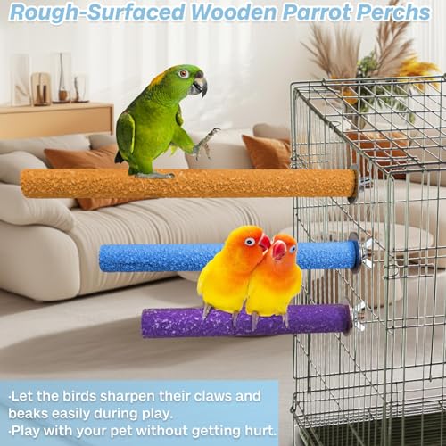 PIVBY Bird Perches for Cage Colorful Parrot Stand Toy Platform Paw Grinding Stick for Small Medium