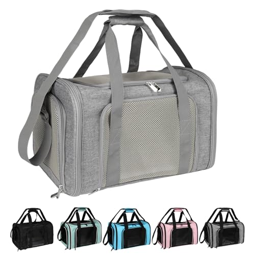 Dog Cat Carrier Pet Carriers for Small Medium Large Cats Dogs Carrier Soft Sided Small Puppy Dog Carrier Portable Foldable Airline Approved Dog Cat Travel Carrier Grey Medium (18.0"L x 11.5"W x 11.5"H / Grey)
