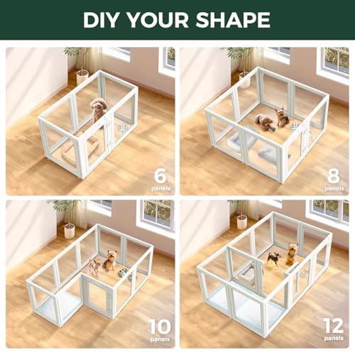 AuraSpace Clear Acrylic Indoor Dog Playpen (White / 24"H)