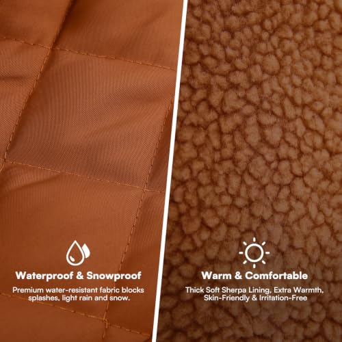 XL Warm Puffer Dog Jacket Thick Plush Lining Winter Large Coat (X-Large / Brown)