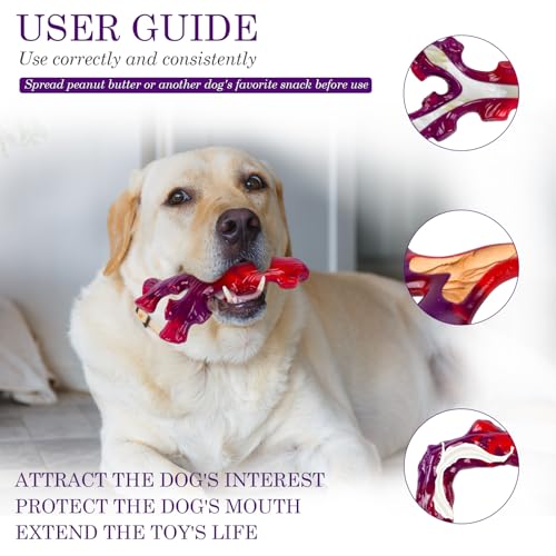 3 Pack Indestructible Dog Chew Bones for Aggressive Chewers (Red-3-Pack)