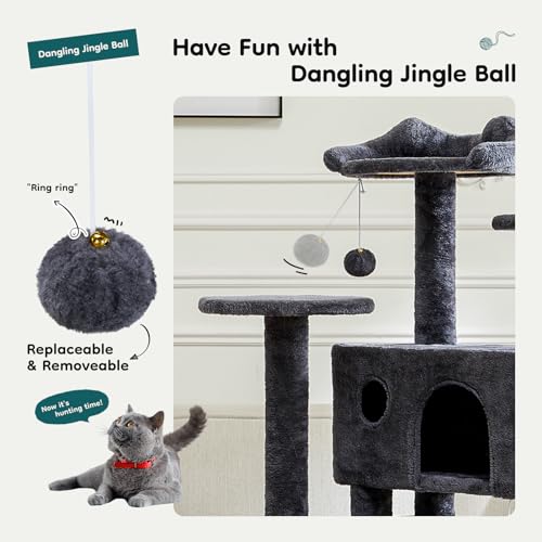 54 Inch Cat Tree Tower with Scratching Posts (Grey / 54 Inch)