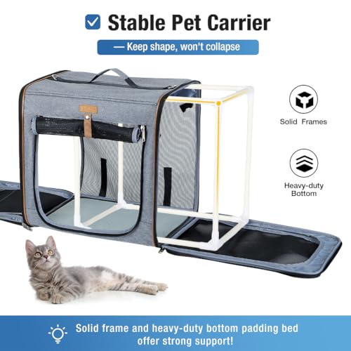 Extra Large Cat Carrier for 2 Cats (Grey)