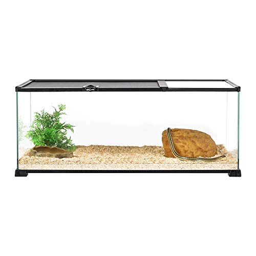 20 Gallon Reptile Glass Terrarium Easy Clean Tank 30" x 12" x 12" Dual Top Sliding Top Cover for Reptile Snake Hamster Hedgehog Small Animals