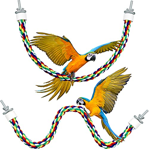2 Pcs Bird Rope Perches Climbing Rope Cage Accessories (21.6 Inch)