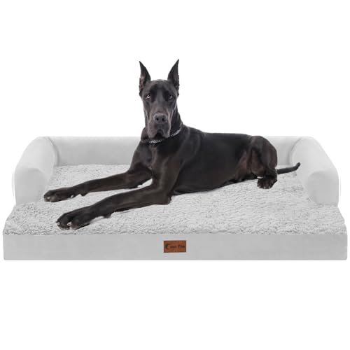 Orthopedic Dog Bed for Extra Large Dogs (Grey White / 53.0"L x 42.0"W x 8.0"Th)