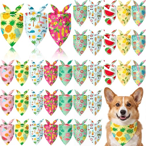 50 Pcs Summer Bandanas Bulk for Dogs Kerchief Bibs Scarves with Beach (Summer / 19.7 x 13.8 x 13.8 Inch)