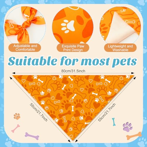 50 Pcs Paw Dog Bandanas Bulk (Paw Pattern / 31.5 x 21.7 x 21.7 Inch)