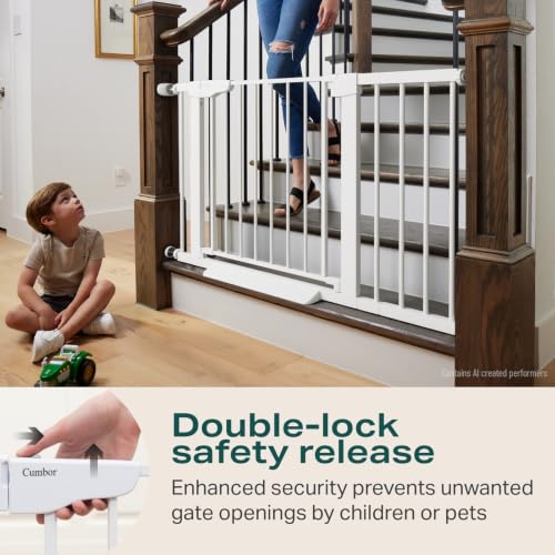 2 Pack 30 46" Baby Gate for Stairs (White / 30"-46"W x 30.5"H | 2 Pack)
