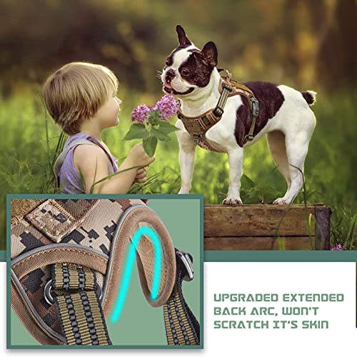 Tactical Dog Harness for Medium Dogs No Pull (Desert Camo / M(Neck:16-20", Chest:17-27"))