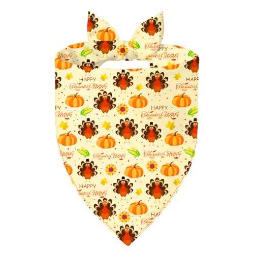 Thanksgiving Dog Bandana for Large Dogs (Thanksgiving- Brown/Beige (2 Sided) / X-Large)