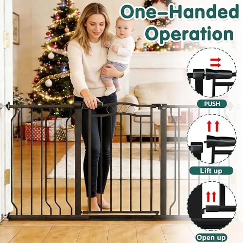29.53 53.1 Inch Extra Wide Baby Gate Pressure Mounted for Doorways (Black / 29.53"-53.1")