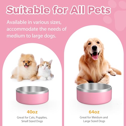 Stainless Steel Dog Bowls (Large / pink)