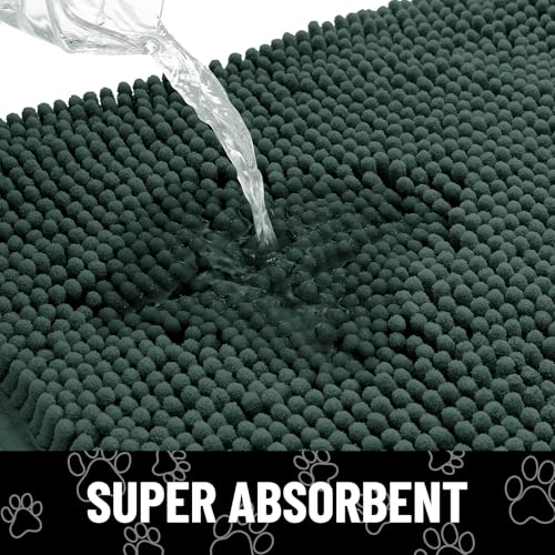 Dog Door Mat for Muddy Paws (47"X24" / Green and White)