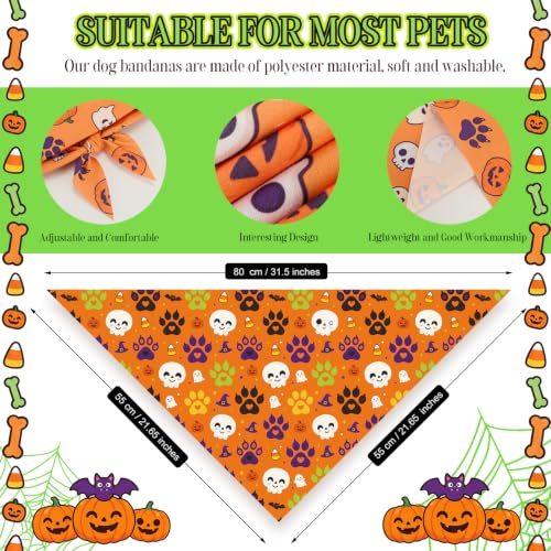 50 Pcs Halloween Dog Bandanas Bulk Cute Dog Paw Prints Pattern (Halloween Paw Print / 31.5 x 21.7 x 21.7")