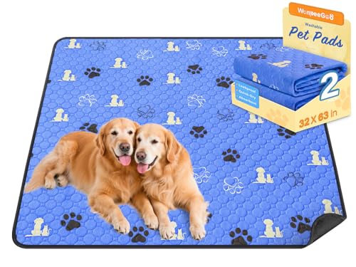 Washable Pee Pads for Dogs (Blue / 32"x63" (Pack of 2))