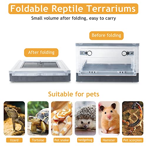 Portable Foldable Terrarium Kit with Wheels for Reptiles Large (Black)