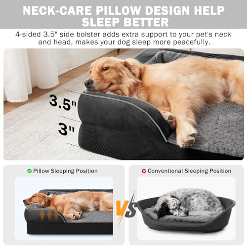 Orthopedic Medium Dog Dogs (Black / M (28"x 23"x 6.5"))
