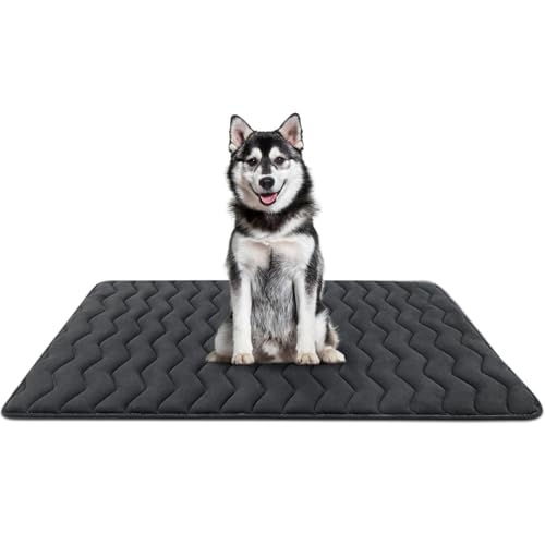 Dog Crate Mat (Upgraded Thick Black / 48.0"L x 30.0"W)