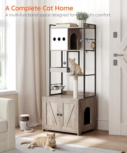 Cat Tree with Litter Box Enclosure