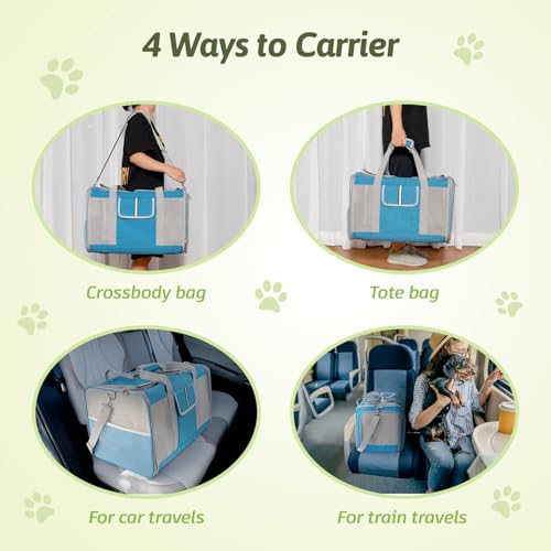 Large Cat Carrier for 2 Cats (Blue(Large))