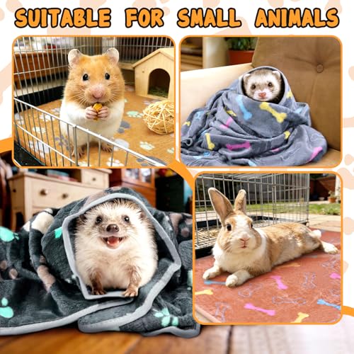 6 Pcs Washable Guinea Pig Blankets Absorbent Small Animal Fleece Bedding Cage Liners Reusable Pet Pee Pad Sleep Mat Pad Cover for Hamster Ferret Rabbit Chinchilla Hedgehog (6 White Bulk / 24" x 35")