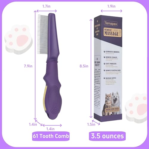 Pet Comb for Dogs & Cats with Long & Short Stainless Steel Metal Teeth For Shedding and Tangles (Pet Grooming Comb)