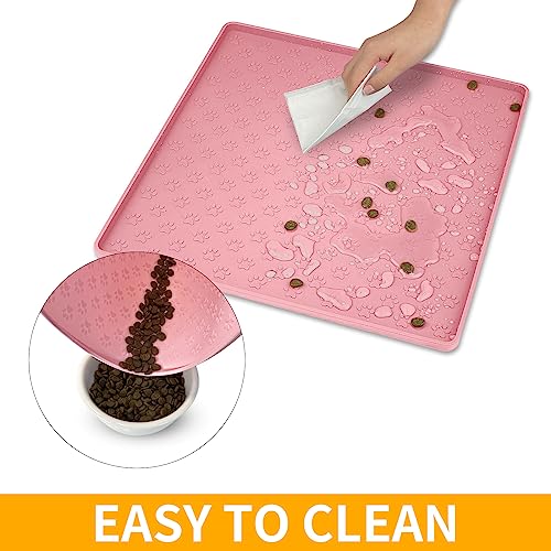 Pet Placemat for Dog and Cat (11.8"L x 11.8"W / Pink)