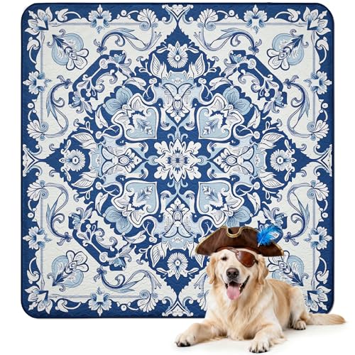 Washable Pee Pads for Dogs (Mandala Blue / 63" Square (1 Pack))