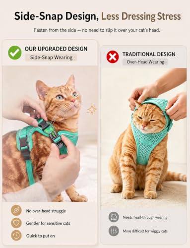 Cat Harness and Leash Set (H600 Pro Green / Medium (13-18lb))