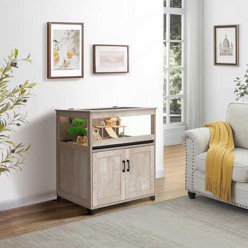 Hedgehog Cage with Storage Cabinet and Tray (Grey / 34"H)