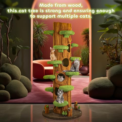 Cat Tree Tower for Large Cats All (Brown tree hole-90.55")