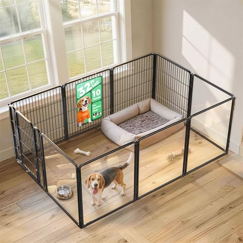 AuraSpace Pro Acrylic & Wire Mesh Indoor Dog Playpen (Black / 32"H)