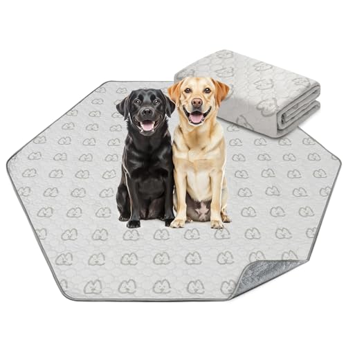 Washable Pee Pads for Dogs (Khaki / 35" Hexagon (1 Pack))