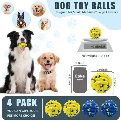 Dog Balls 4 Pack Tennis Ball Toys Dog Toy (4 Pack / Yellow)