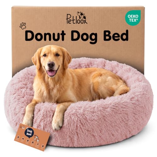 Calming Donut Dog Bed for Small Dogs (Pink / X-Large (45"L x 45"W x 10"Th))