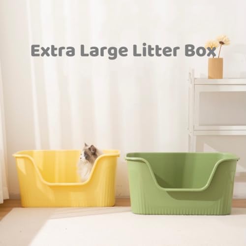 Extra Large Litter Box with High Sides 25.27" Lx17.83 Wx13.11 H (Yellow)