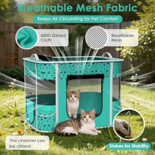 Portable Cat Playpen with Litter Box (2-in-1)