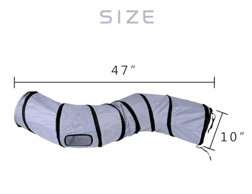 Cat Tunnel Toys for Indoor Cats Kittens Rabbits (47" (Shape S) / Dark Grey)