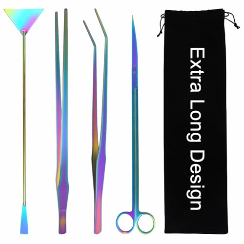 15Inch Extra Long Design Aquarium Aquascaping Tool Kit (Colorful)
