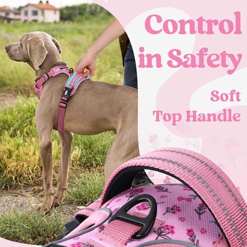 Dog Harness for Large (Floral Pink / X-large)