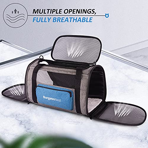 Cat Carrier for Cats up to 20 Lbs (Blue / 17.7"L x 12.0"W x 12.5"H)