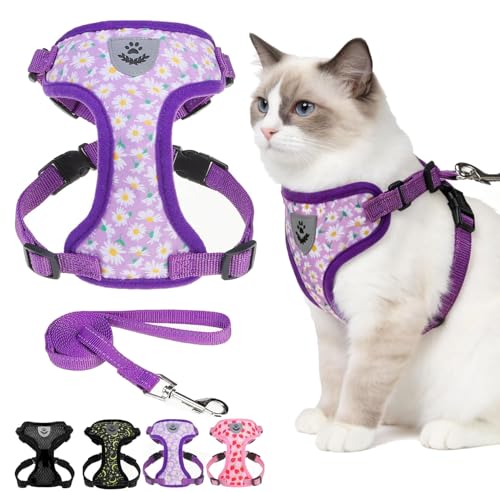 Escape Proof Cat Harness and Leash Set (Daisy / Medium)