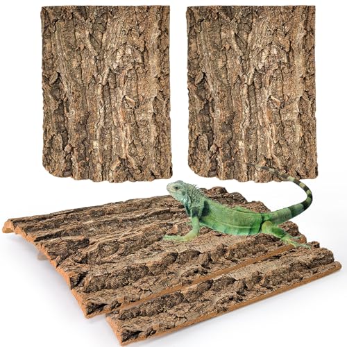 Cork Terrarium Background 11.8x7.9in 4PCS Natural Reptile Cork Bark Flats Terrarium Board Bearded Dragon Climbing Wall Mat Tank Accessories Decor for Lizard Chamelon Snake Spider Crested Gecko (4PCS-11.8x7.9in)