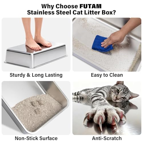2PACK XL Stainless Steel Litter Box with Lid (2Pack-XL:23"x14.6"x10")