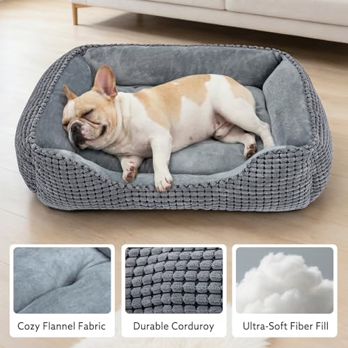 Dog Bed for Large Medium Small Dogs (Grey / L(30’’x 24’’x 9’’))