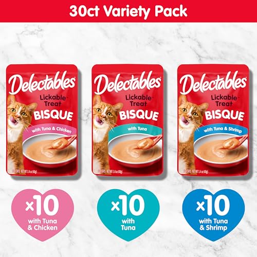 Lickable Treat Bisque Wet Cat Treat Variety Pack (1.4 Ounce (Pack of 30))
