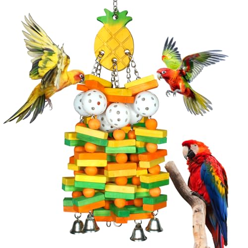 Parrot Toys 18 inches Bird Shredding Toys for Medium Large Parrots (Pineapple)