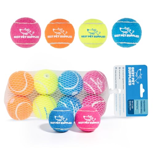 Interactive Squeaky Dog Chew Toy (Tennis (Assorted Color) / Small (Pack of 8))